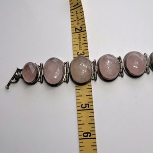 Handmade, Rose Quartz- Faceted, Cushioned withSterling 8”Adjustable Bracelet EUC